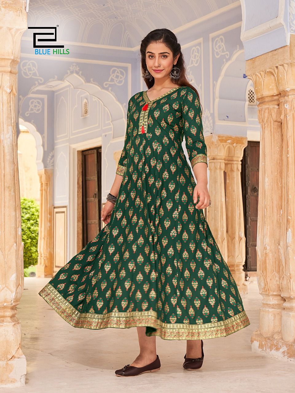 Blue Hills Hotstar 10 Rayon Fancy Party Wear Designer Long Kurti Collection